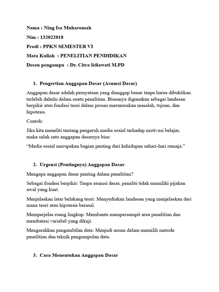 Anggapan Dasar dan Hipotesis dalam Penelitian | PDF