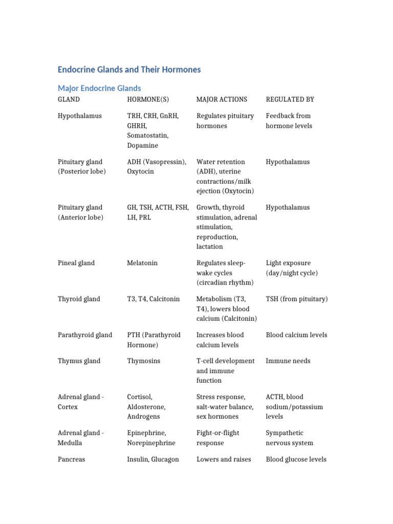 Endocrine Glands and Hormones Overview | PDF | Endocrine System ...