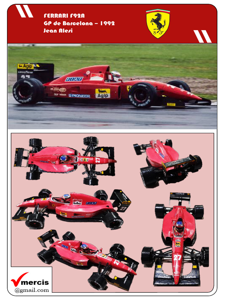 Miniature F1 GP Replicas Ferrari F92A #27 - Jean Alesi 1992 - Échelle 1/18 - Occasion