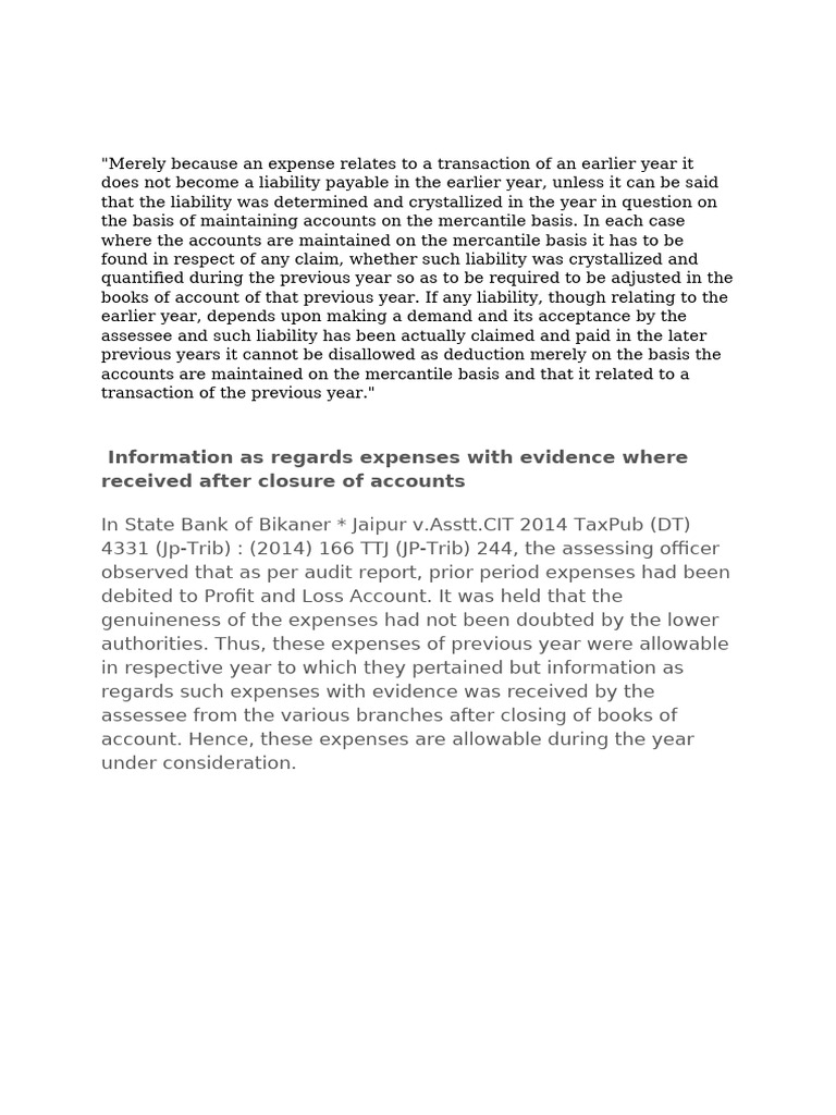 Allowability of Prior Period Expenses | PDF