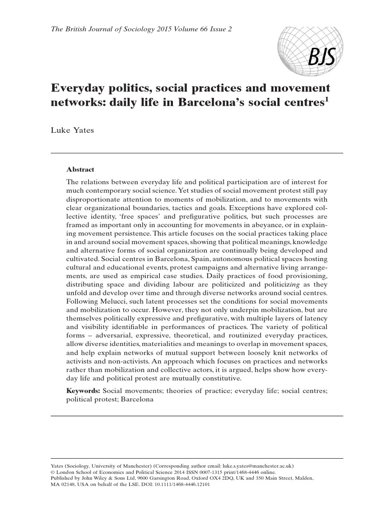 Everyday Politics, Social Practices and Movement | PDF | Social ...