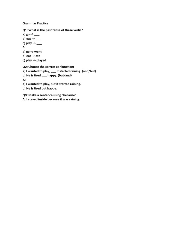 Grammar Practice Qa 4 6 Pdf