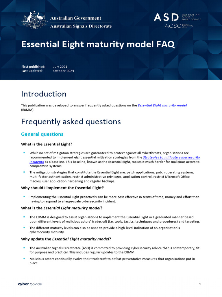 Essential Eight Maturity Model Overview | PDF | Computer Security ...