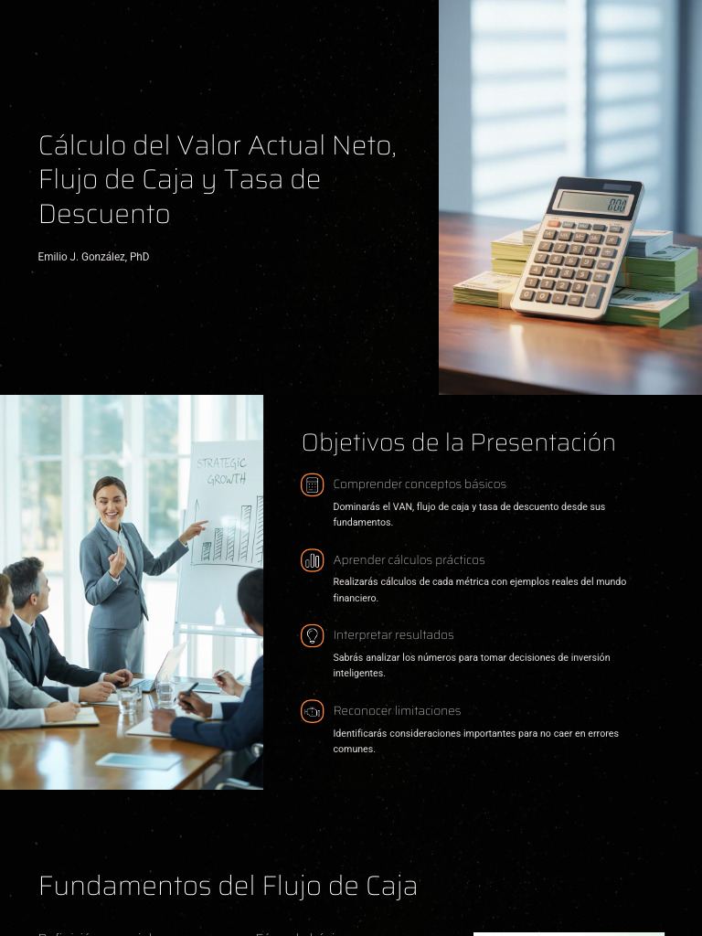 Calculo Del Valor Actual Neto Flujo de Caja y Tasa de Descuento | PDF ...