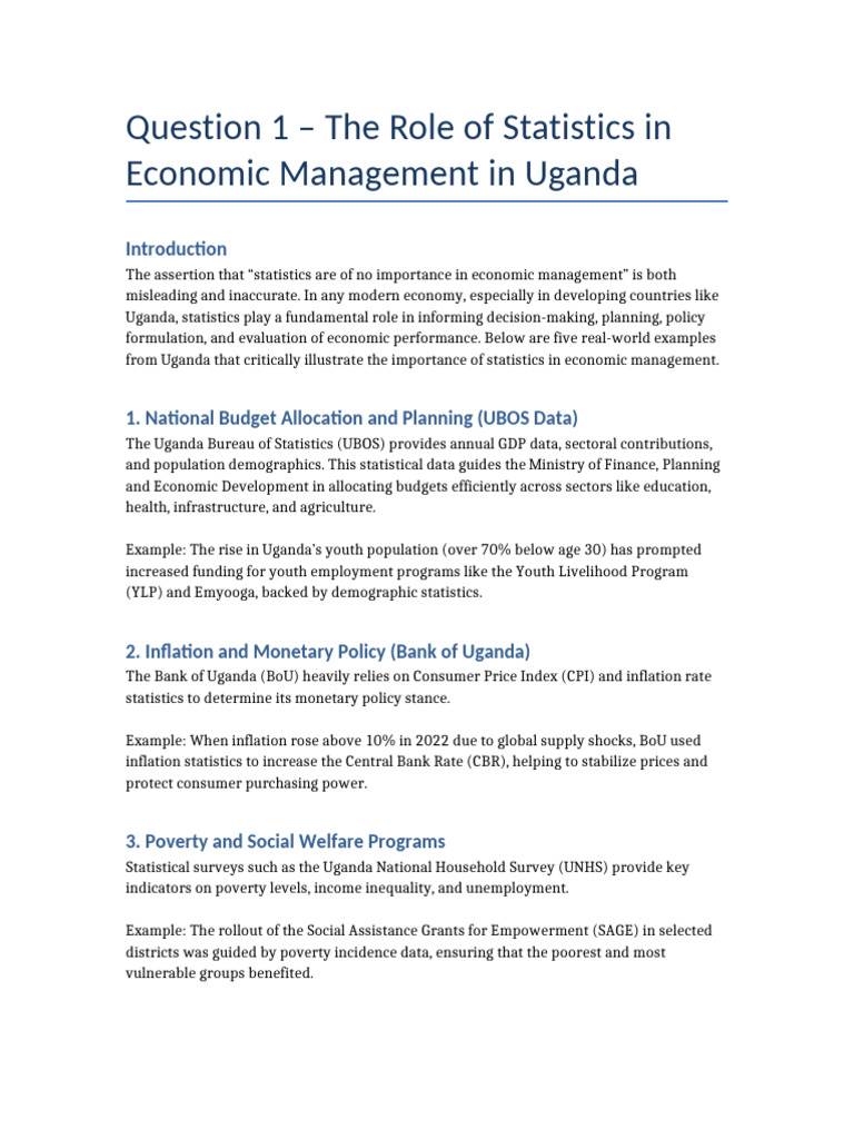 Role of Statistics in Uganda's Economic Management | PDF | Inflation ...