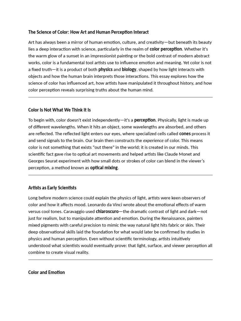 The Science of Color in Art and Emotion | PDF | Color | Perception