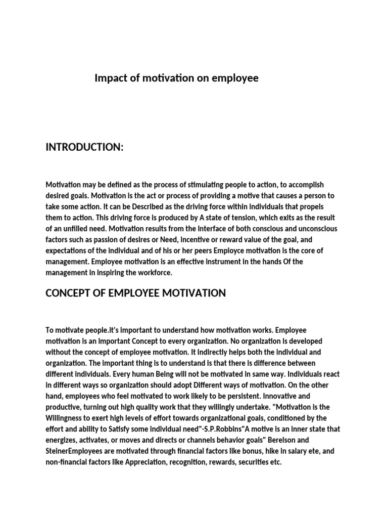 Employee Motivation's Impact on Performance | PDF | Motivational ...