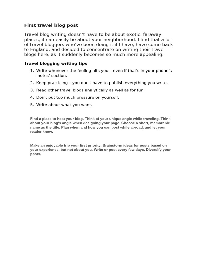 Travel Blog Writing Tips for Beginners | PDF