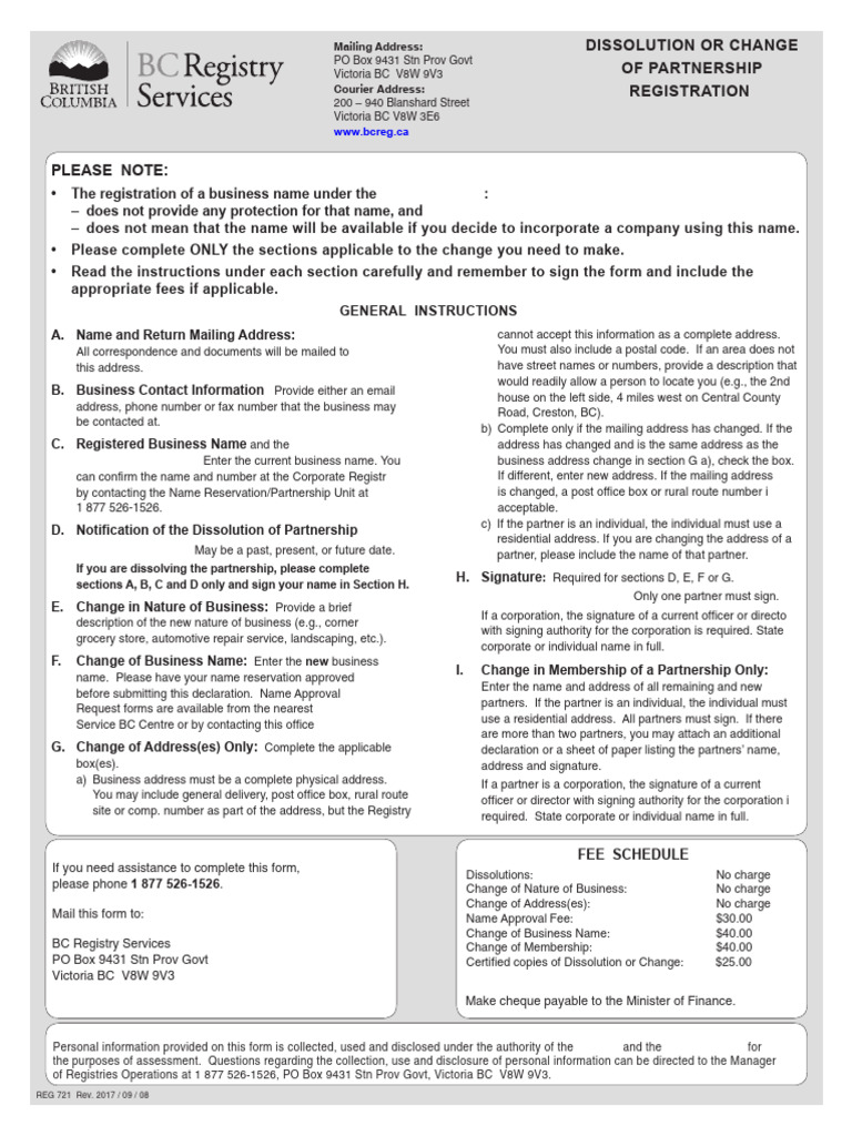 Partnership Registration Changes Form | PDF | Mail | Freight Transport