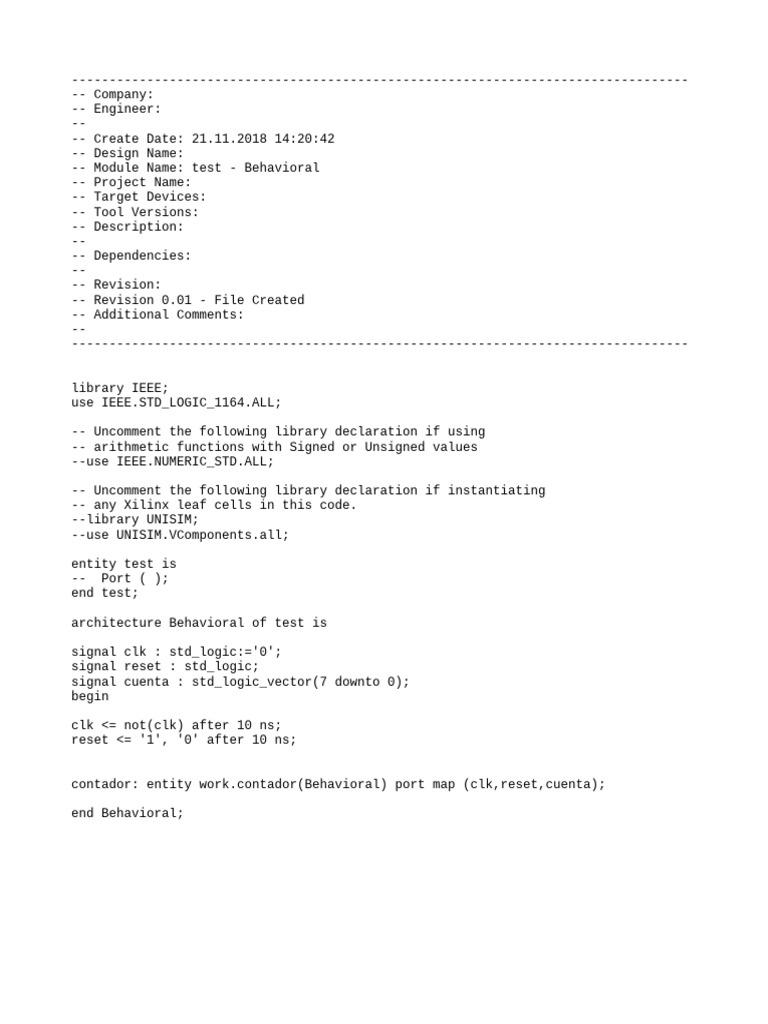 VHDL Behavioral Module Example | PDF