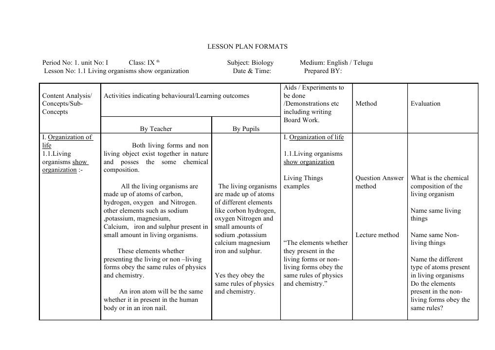 Biology Lesson Plans for Class IX | PDF | Meiosis | Mitosis