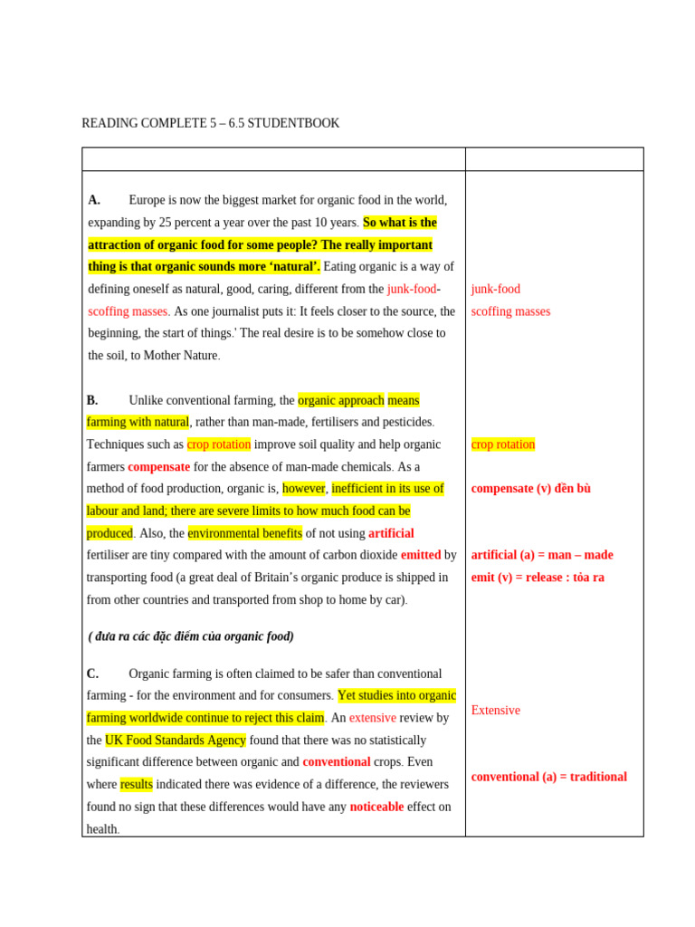 READING COMPLETE Unit 2 SB | PDF | Organic Foods | Agriculture