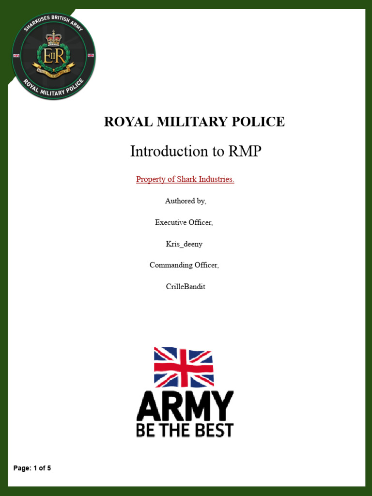 RMP Duties and Ranks Overview | PDF | Legal Action | Defense Policy