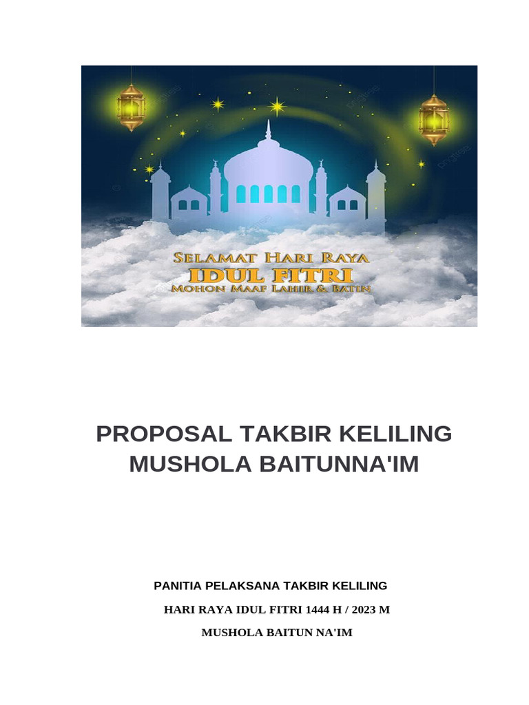 Proposal Takbir Keliling Idul Fitri 1444 H | PDF