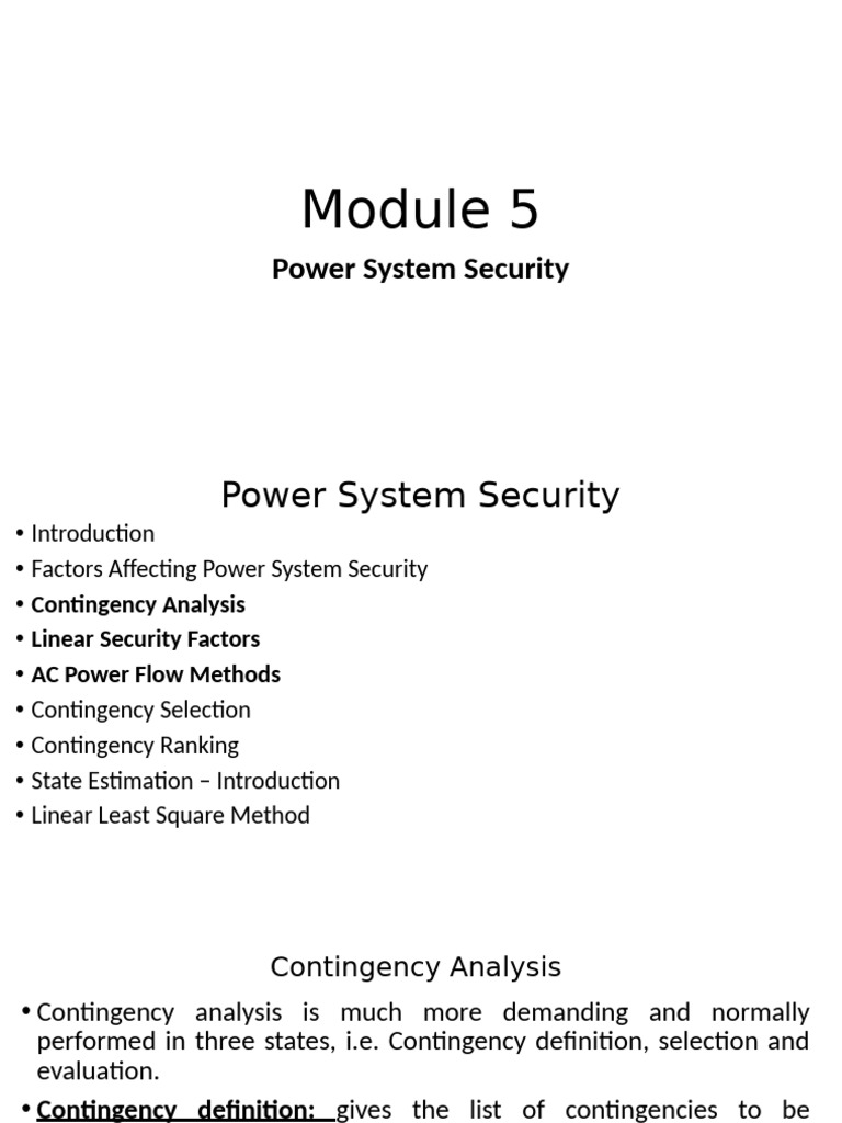 Power System Security Analysis Guide | PDF