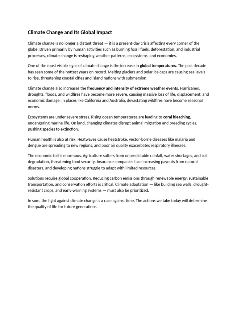 Global Crisis: Climate Change Impact | PDF