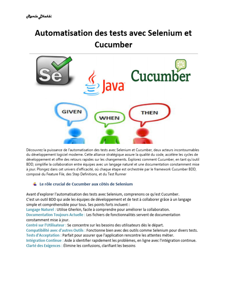 Automatisation des Tests avec Selenium et Cucumber | PDF | Java ...