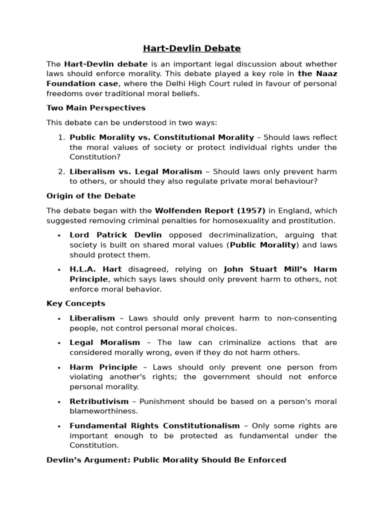 Hart-Devlin Debate on Law and Morality | PDF | Morality | Liberalism