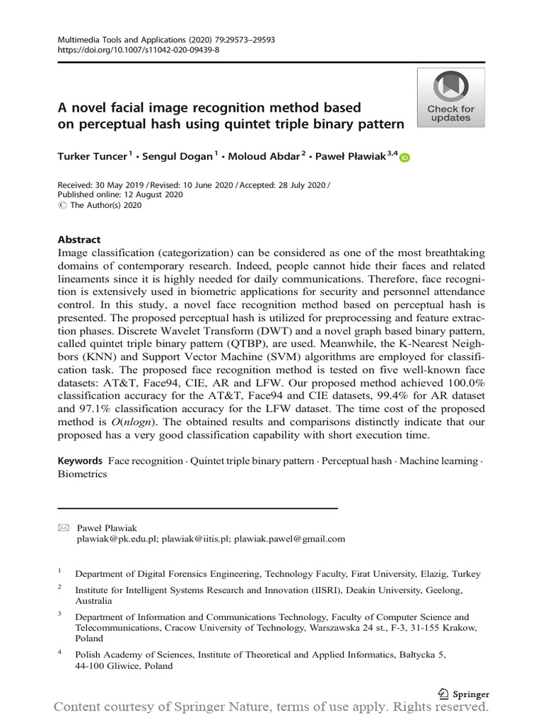 A Novel Facial Image Recognition Method Based On P | PDF | Biometrics ...