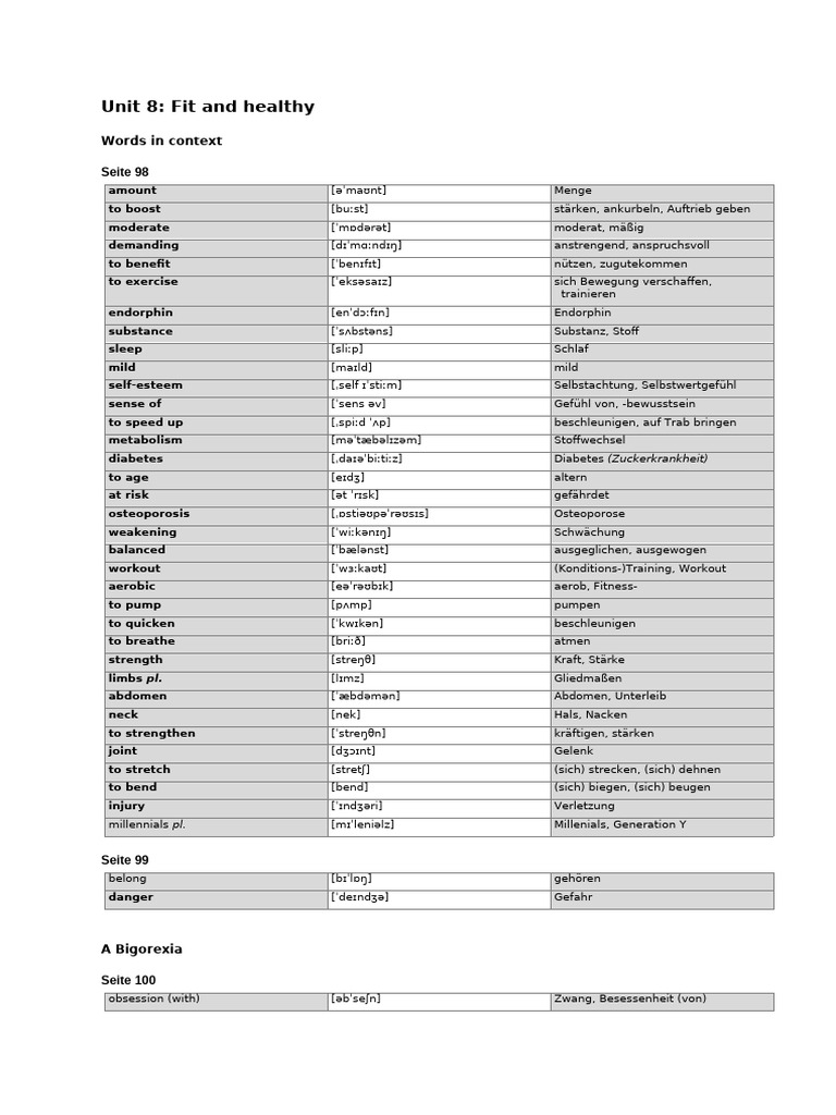 Vocabulary Unit 8 | PDF
