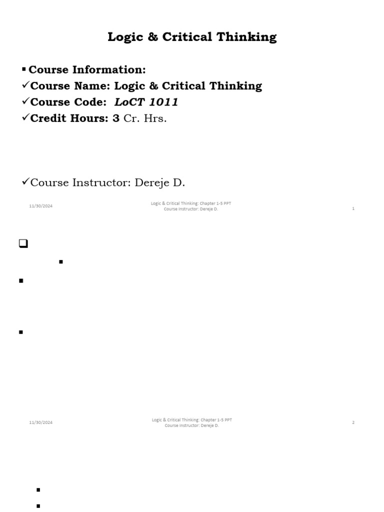 Logic & Critical Thinking Overview | PDF | Knowledge | Critical Thinking
