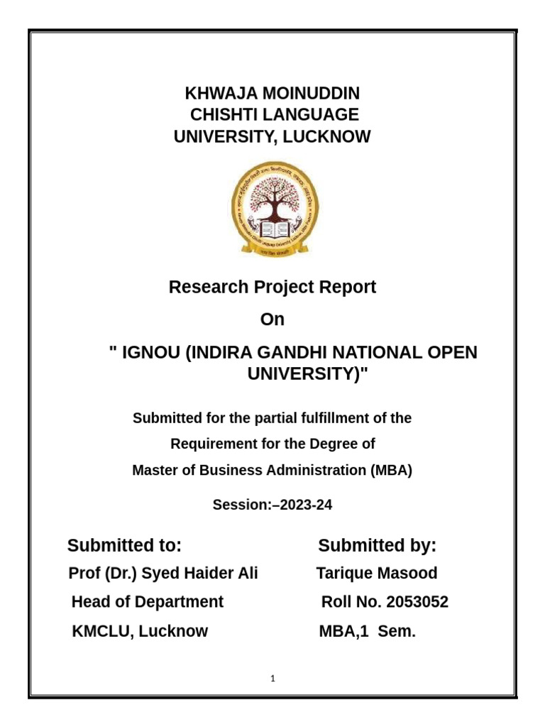 IGNOU Research Project Report | PDF