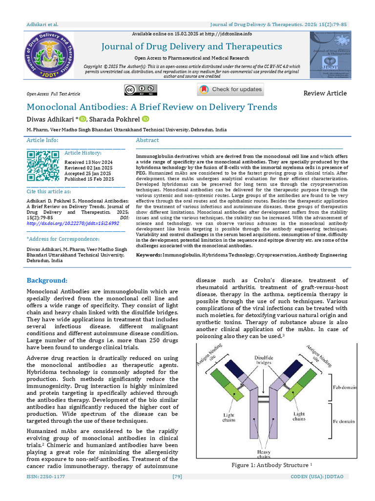 Monoclonal Antibodies A Brief Review On Delivery T | PDF | Monoclonal ...