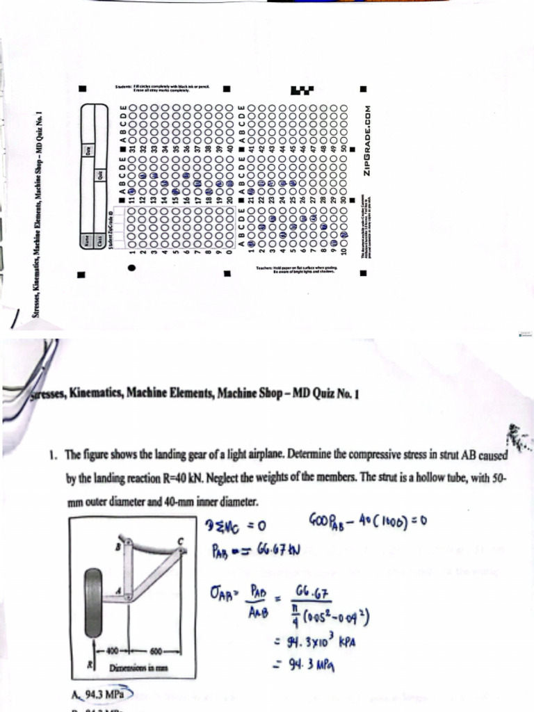KEY MD Quiz No. 1 | PDF