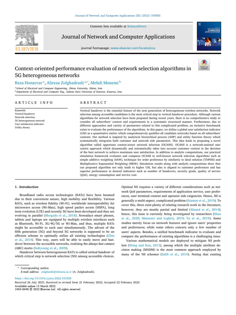 Context-Aware Network Selection in 5G | PDF | Function (Mathematics ...