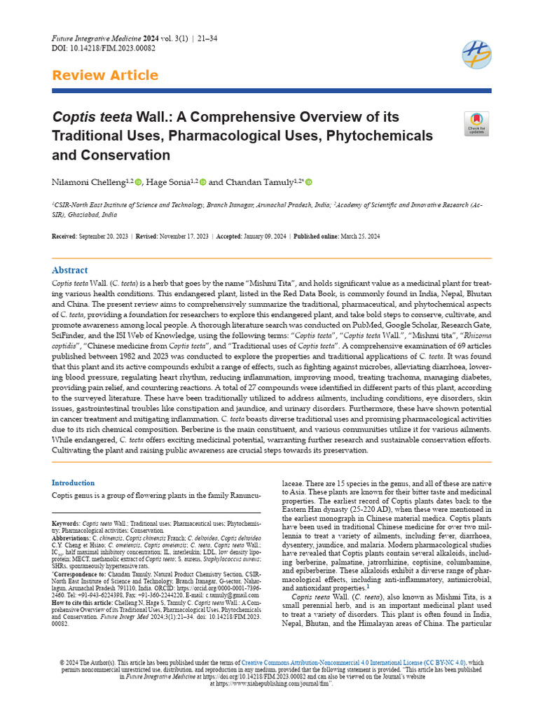 Coptis Teeta Wall A Comprehensive Overview of Its | PDF | Cholesterol ...