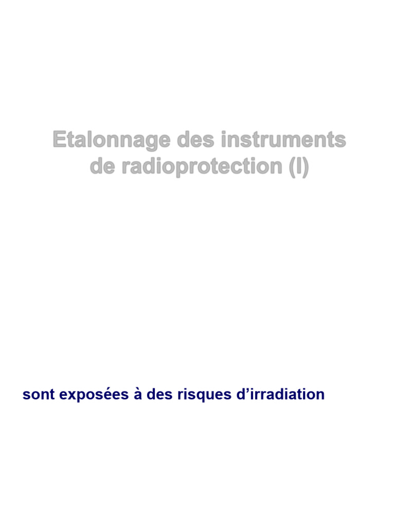 Étalonnage des Instruments de Radioprotection | PDF | Calibrage ...
