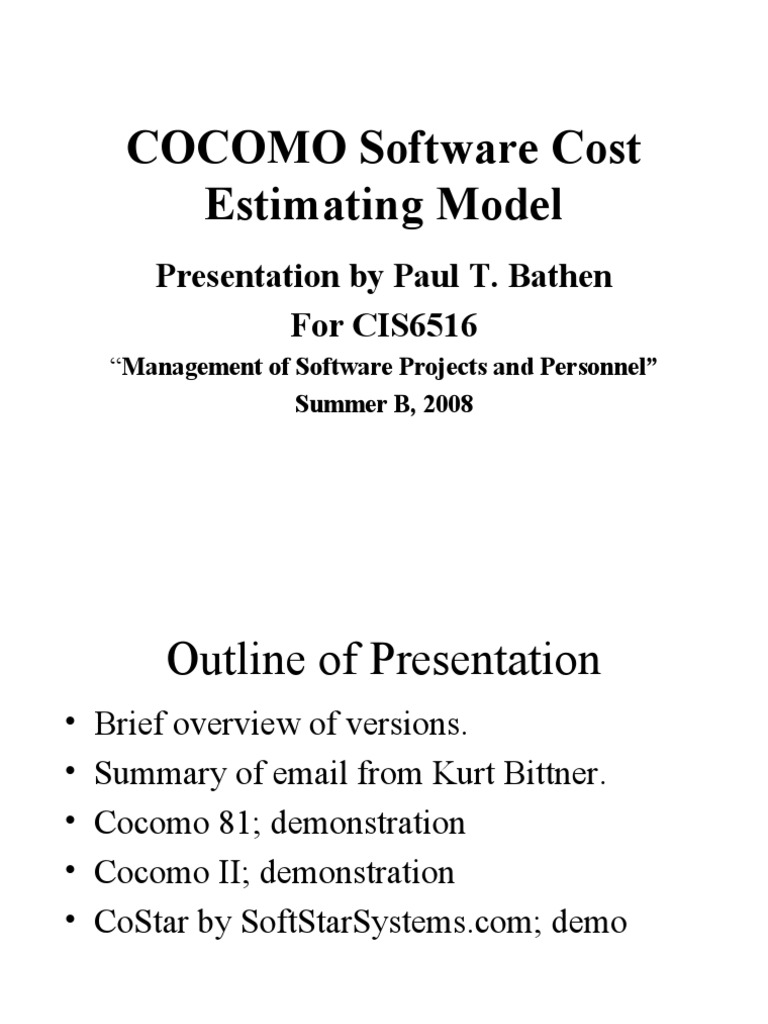 COCOMO Software Cost Estimation Guide | PDF