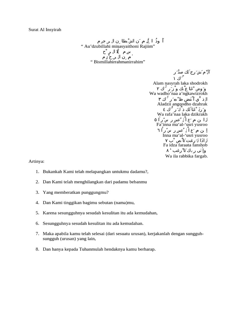 Makna Surat Al Insyirah dalam Islam | PDF