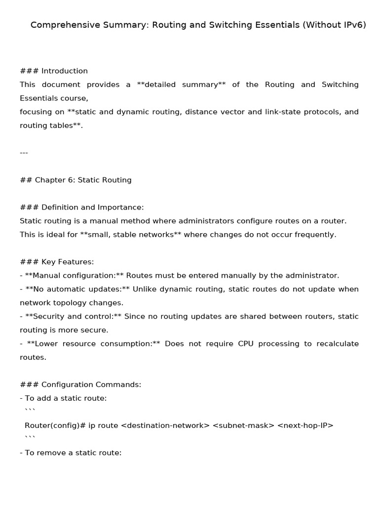 Routing Switching Detailed Summary No IPv6 | PDF | Routing ...