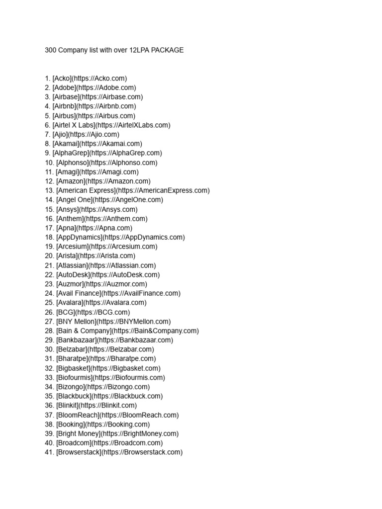 300 Company List | PDF | Publicly Traded Companies Of The United States ...