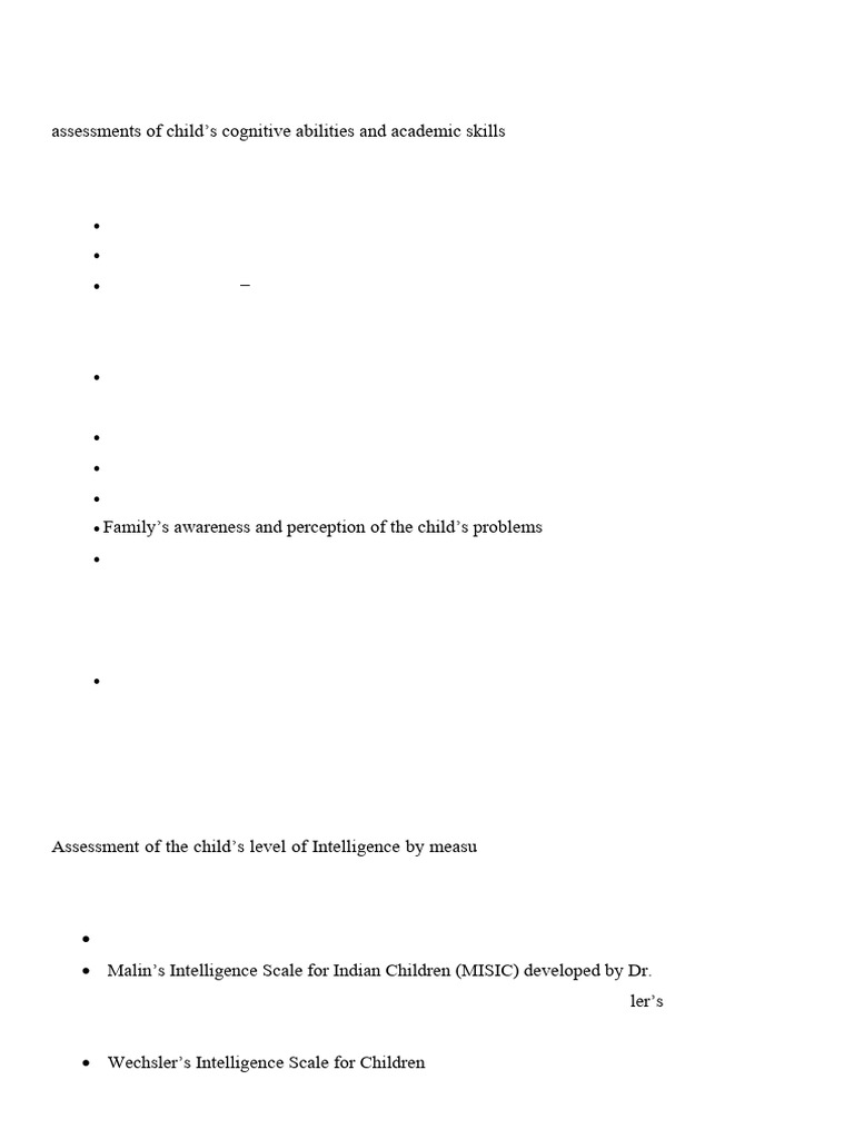 Child Cognitive and Academic Assessment | PDF | Wechsler Adult ...