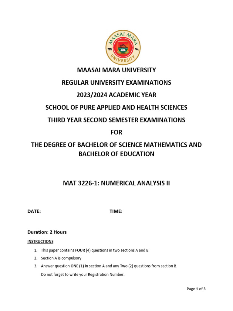 Numerical Analysis II Exam Paper | PDF | Eigenvalues And Eigenvectors ...
