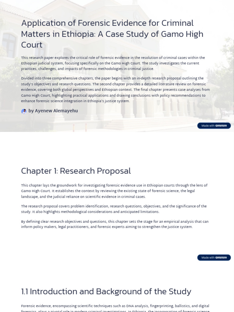 Forensic Evidence in Ethiopian Courts | PDF | Forensic Science | Science