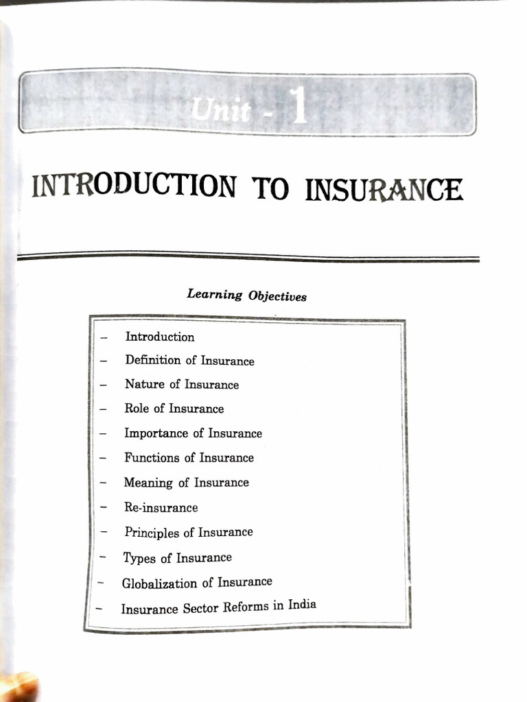 Insurance Unit - 1 | PDF
