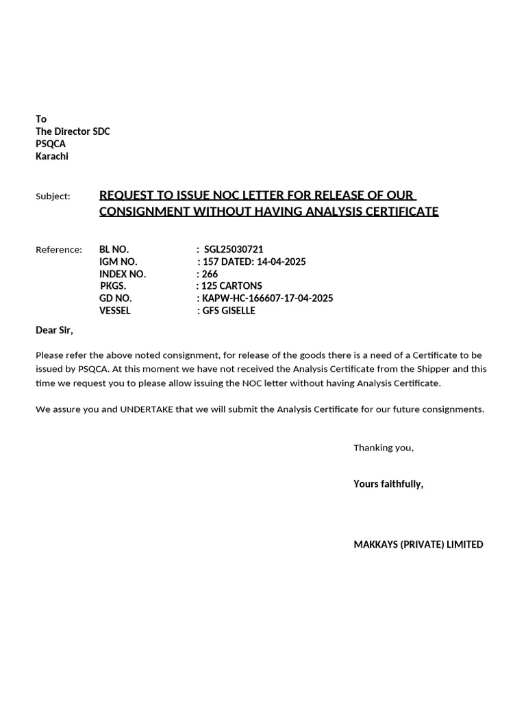 Makkays Psqca Letter | PDF