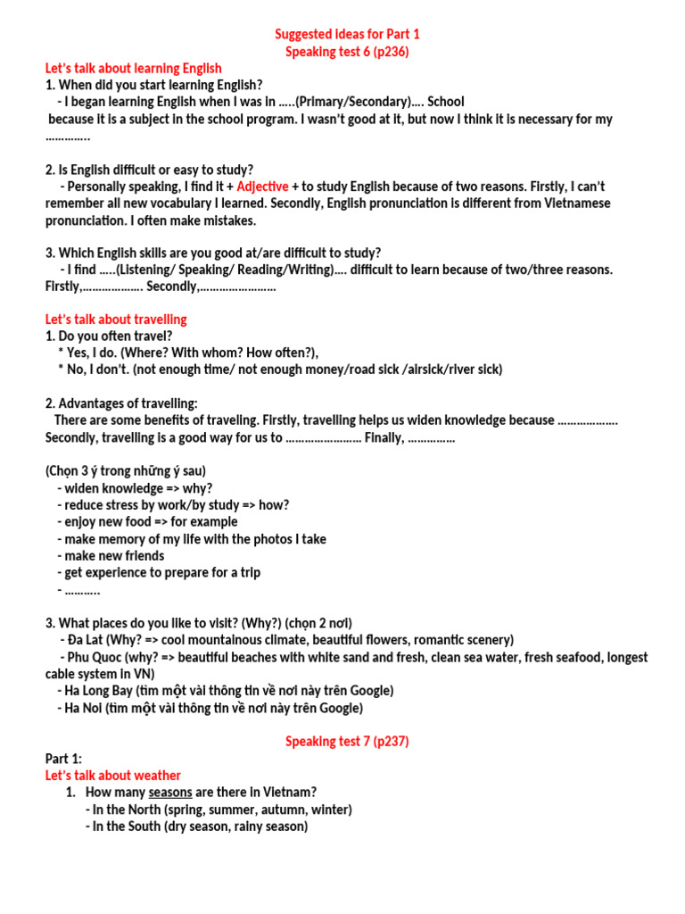 English Speaking Test Preparation Guide | PDF | English Language