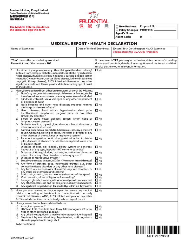 Medical Report - Health Declaration | PDF