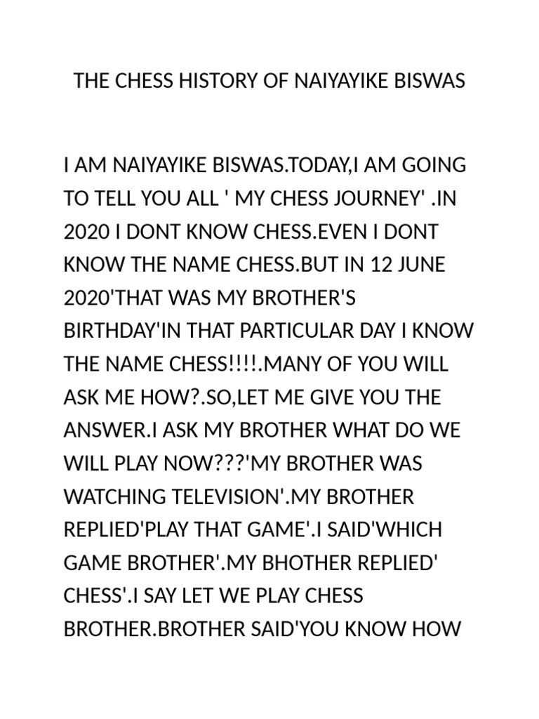 MY CHESS JOURNEY | PDF