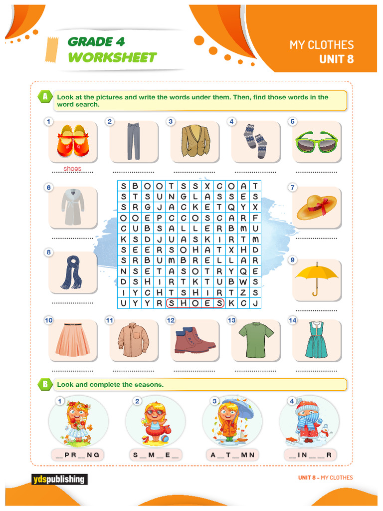 Grade 4 Unit 8: My Clothes Worksheet | PDF | Clothing | Aesthetics
