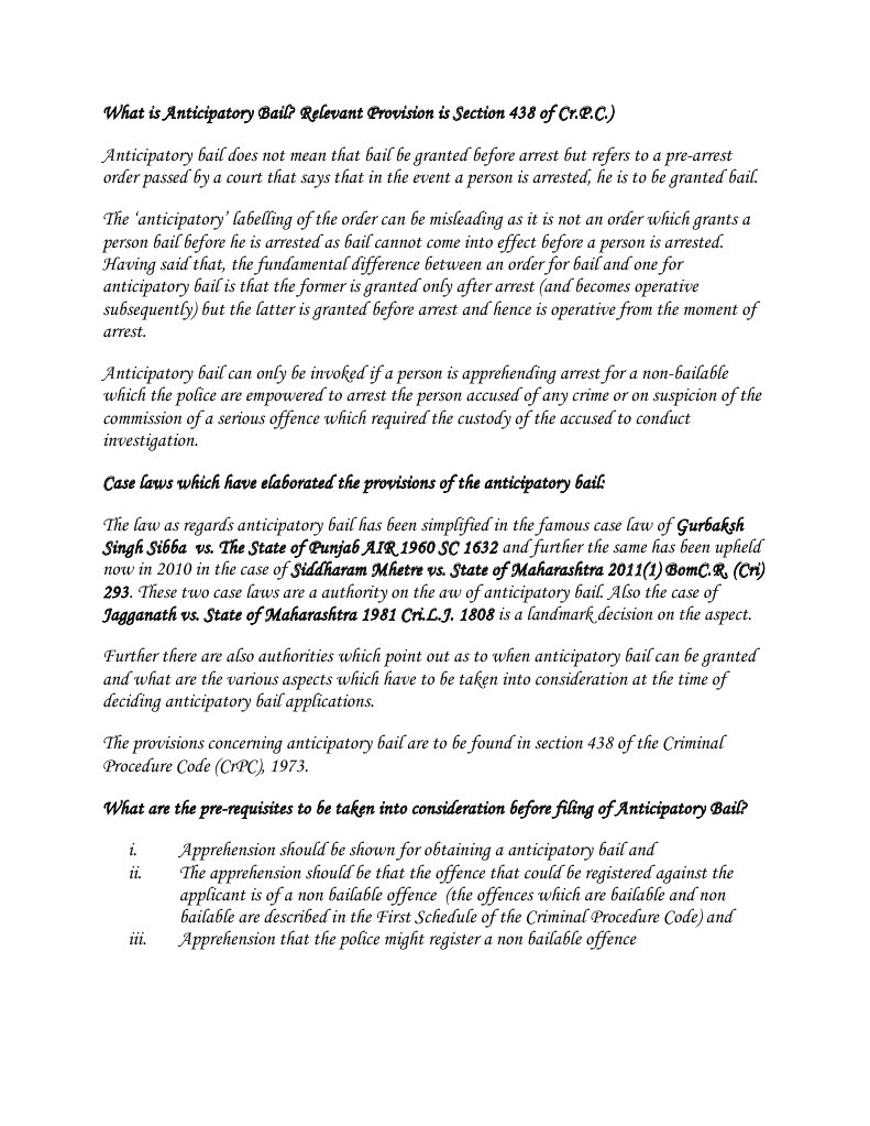 Understanding Anticipatory Bail Provisions | PDF | Bail | Arrest