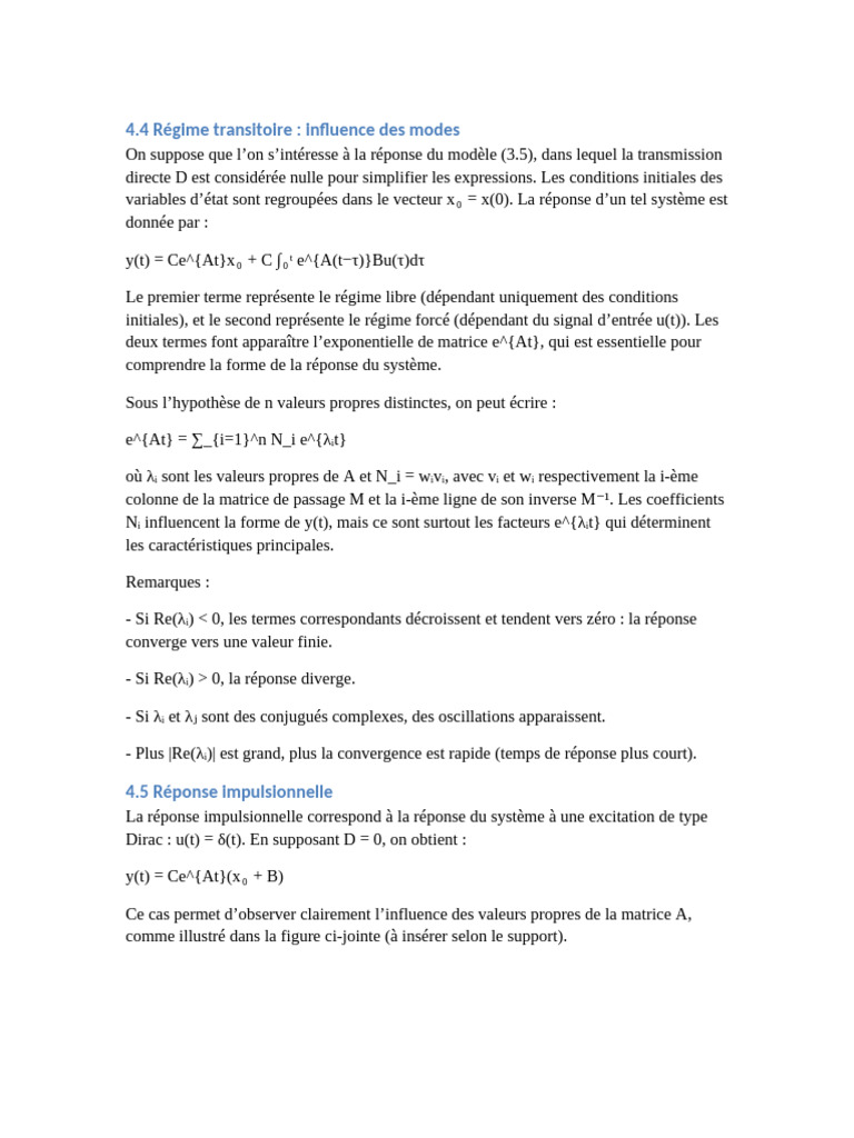 Réponse des systèmes dynamiques linéaires | PDF | Matrice ...