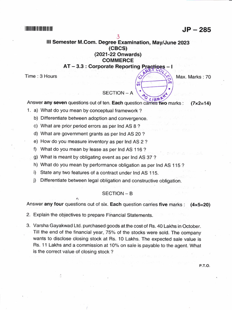 Corporate Reporting Exam Questions 2023 | PDF | Interest | Depreciation