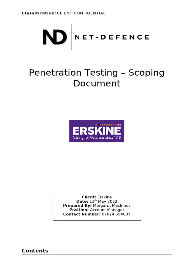 Penetration Test - Scoping Document - Erskine | PDF | Penetration Test ...