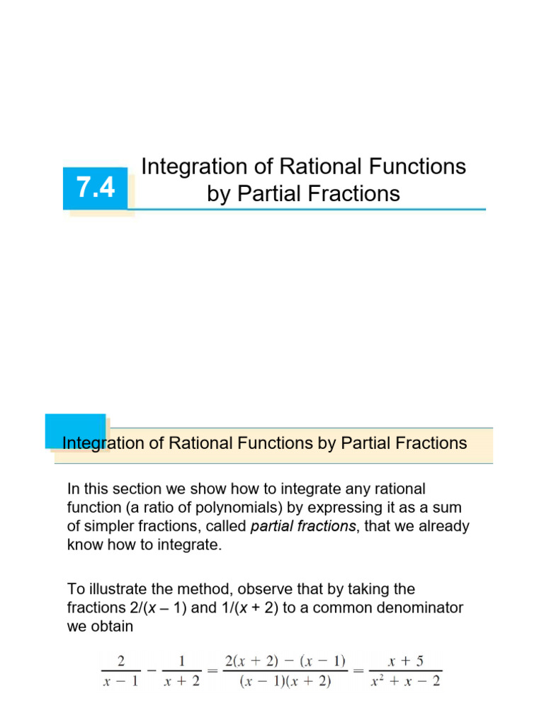 Integrating Rational Functions by Parts | PDF | Rational Number ...
