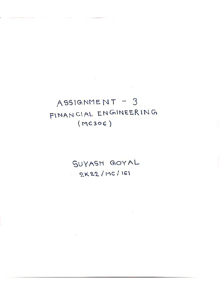 Financial Engineering Assignment 3 | PDF